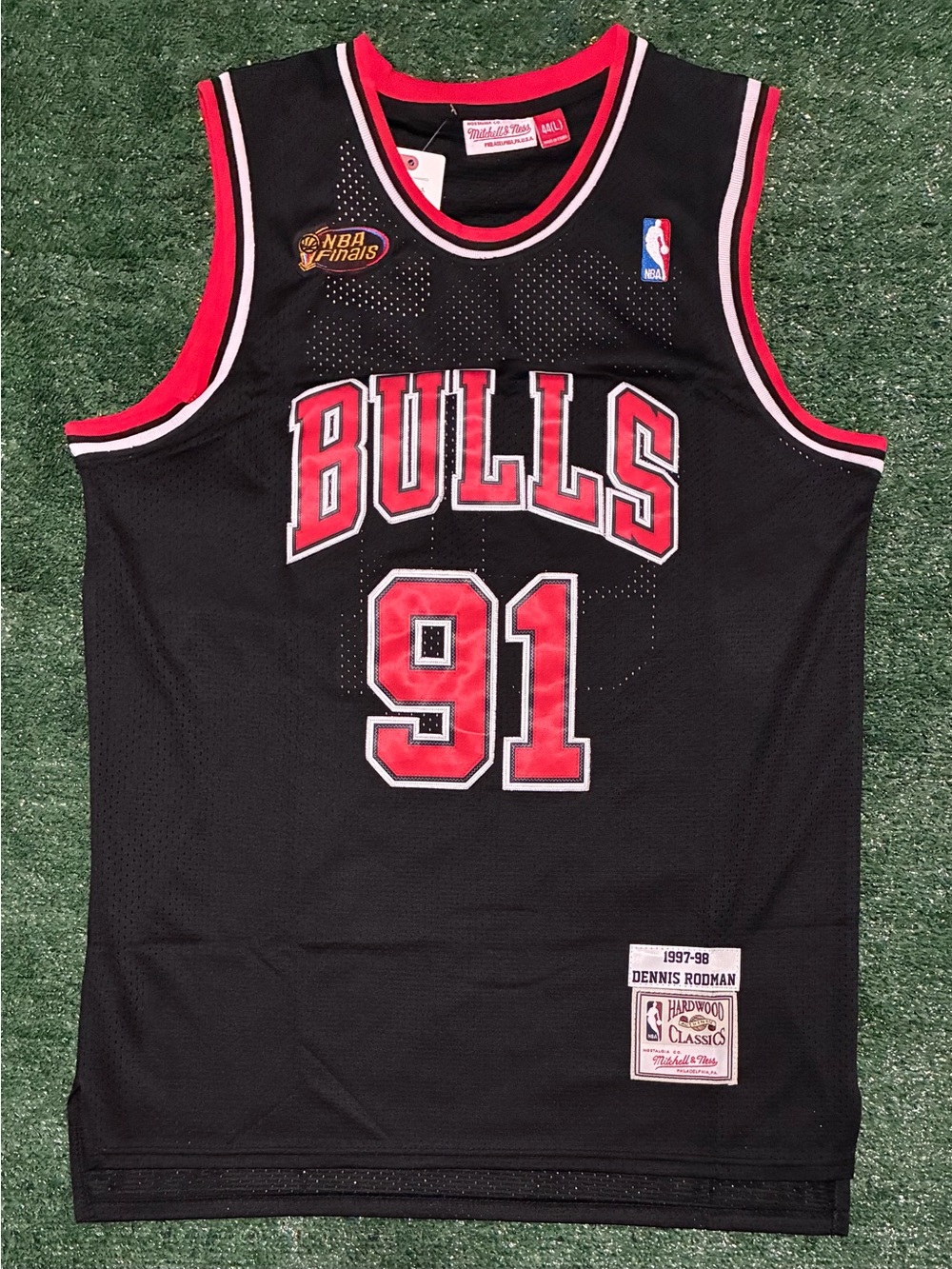 Rodman Chicago Bulls #91 Black Hardwood Classics Jersey Vintage Style